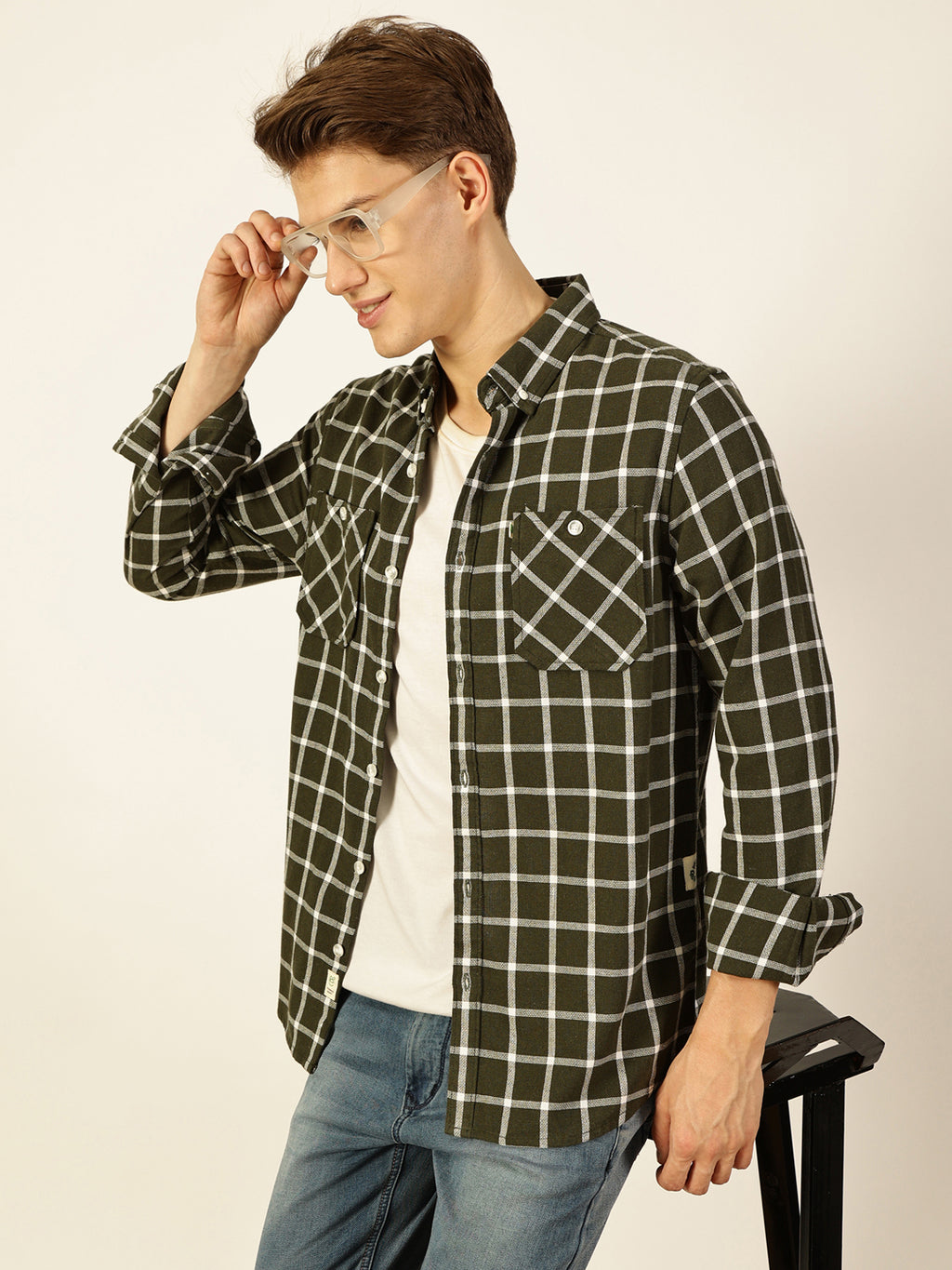Thomas Scott Men Premium Slim Fit Gingham Checks Opaque Checked Casual Shirt