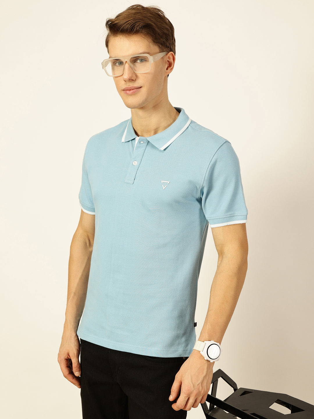 Thomas Scott Men Blue Regular Fit Polo Tshirt