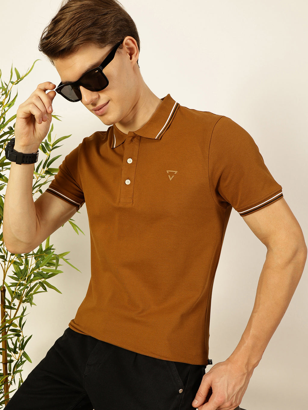 Thomas Scott Men Brown Regular Fit Polo Tshirt - S