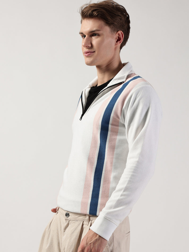Thomas Scott Men Striped High Neck T-shirt
