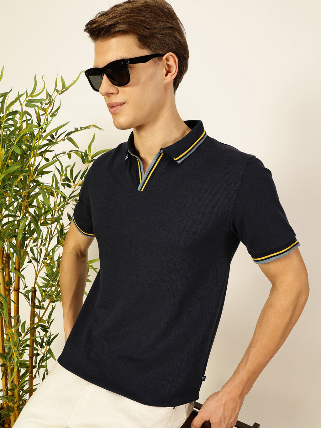 Thomas Scott Men Navy Blue Regular Fit Polo Tshirt - S