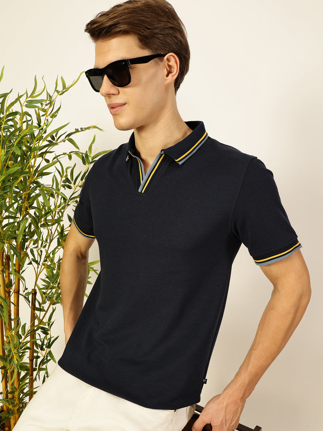 Thomas Scott Men Navy Blue Regular Fit Polo Tshirt - S