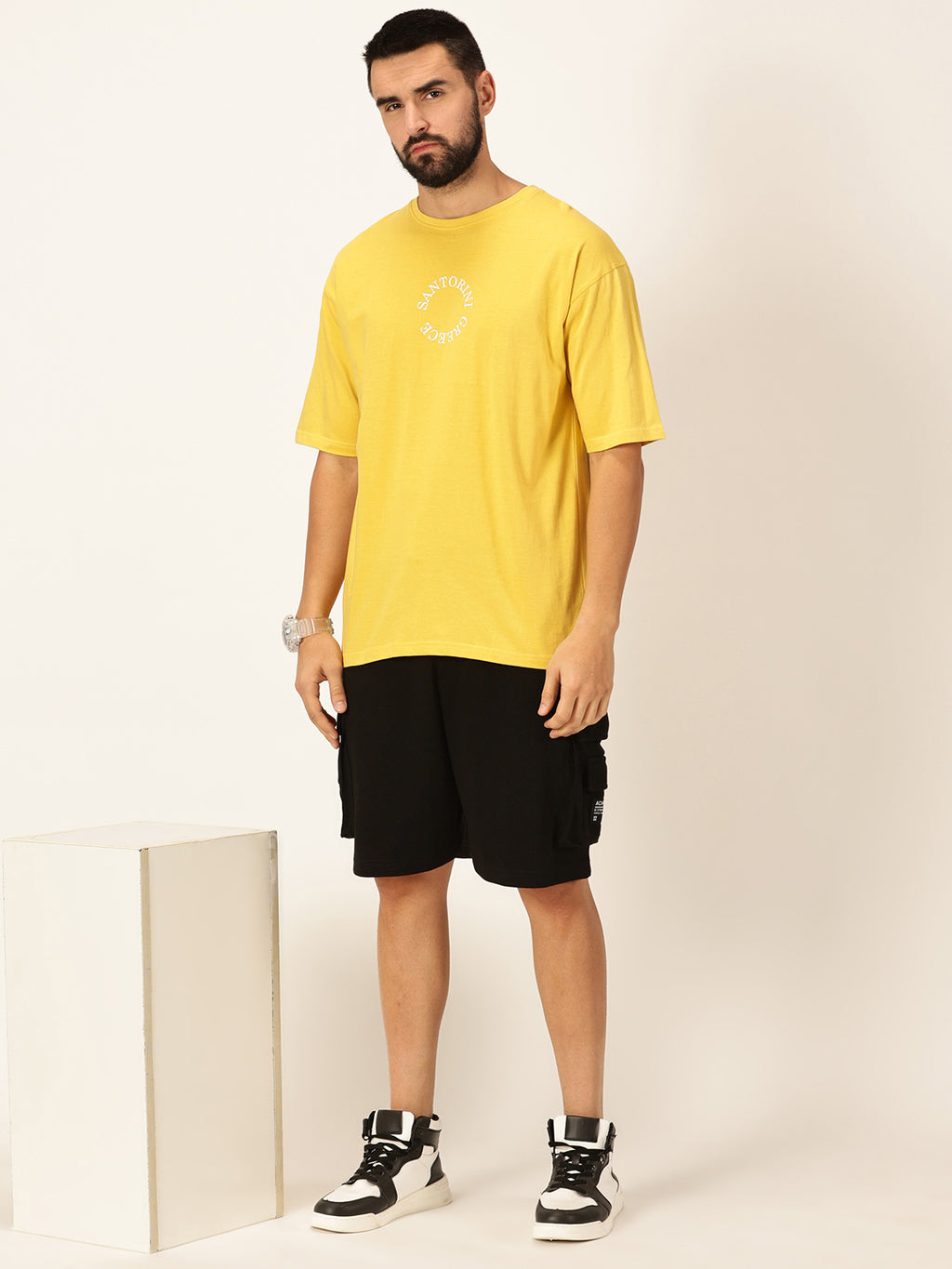 Thomas Scott Men Round Neck Printed Drop-Shoulder Sleeves Bio Finish T-shirt