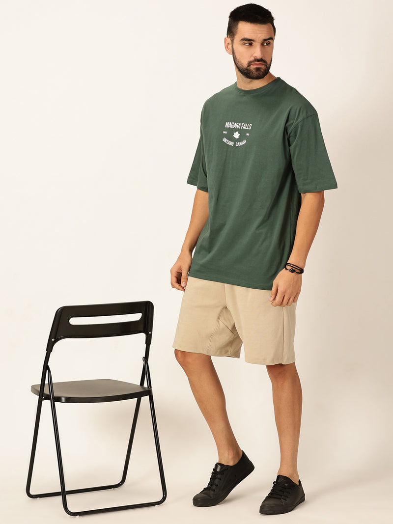 Thomas Scott Men Graphic Printed Bio Finish Drop-Shoulder Sleeves Cotton T-shirt