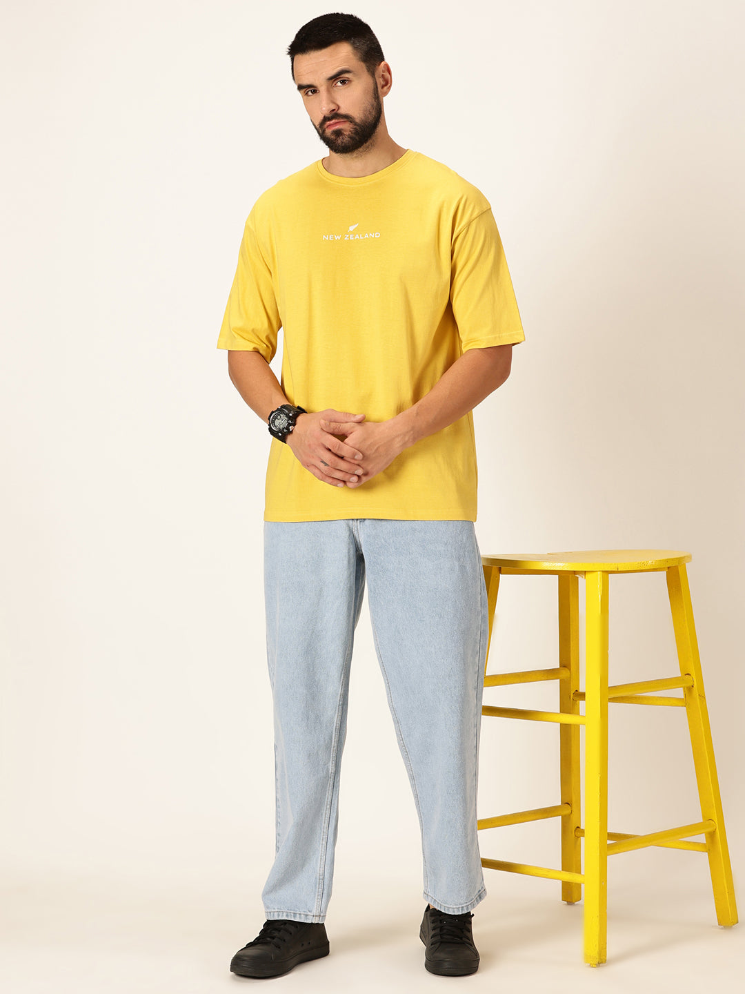 Thomas Scott Men Graphic Printed Bio Finish Pure Cotton Oversized T-shirt