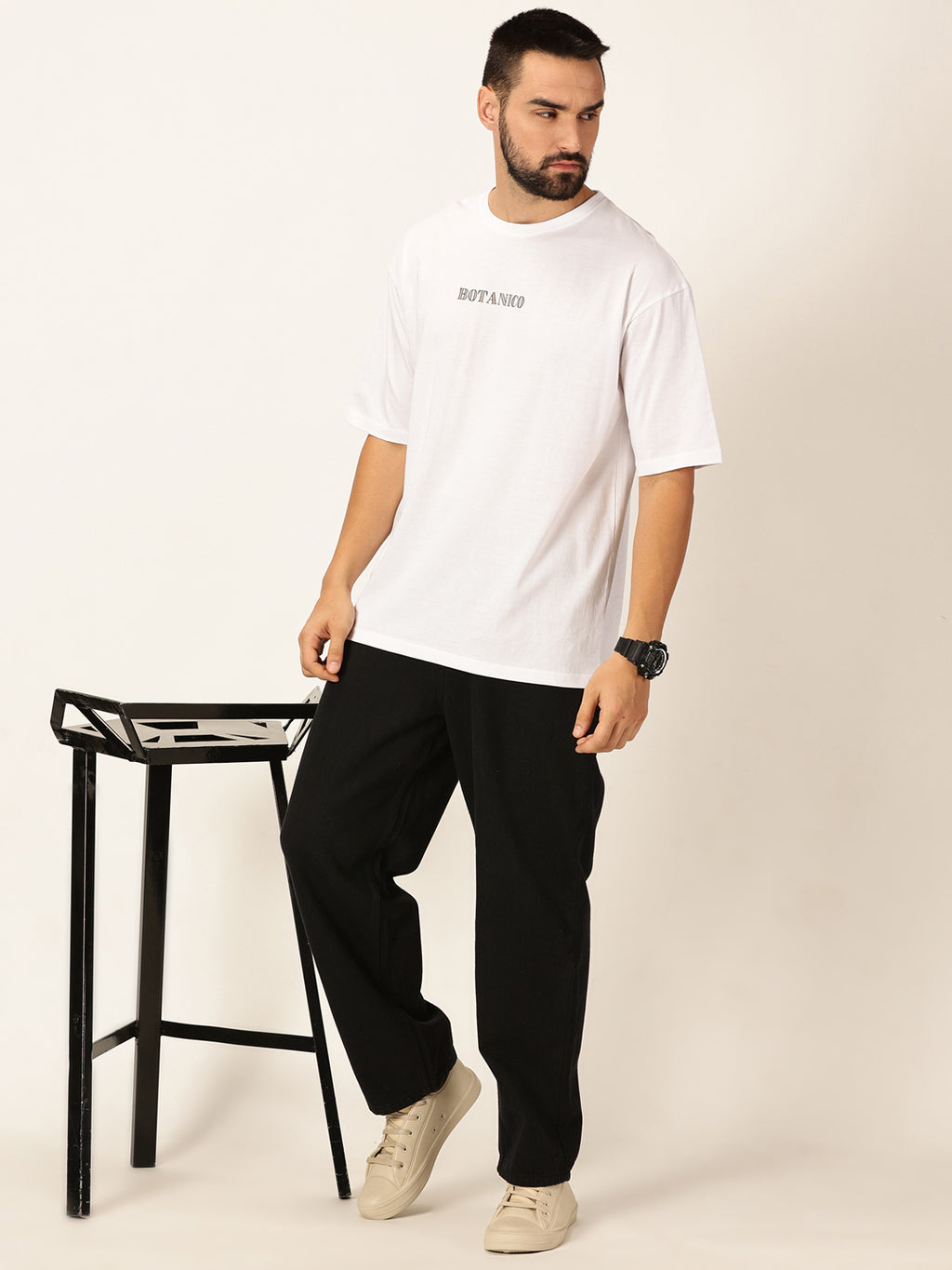 Thomas Scott Men Oversized Typography Printed Cotton Bio Finish T-shirt