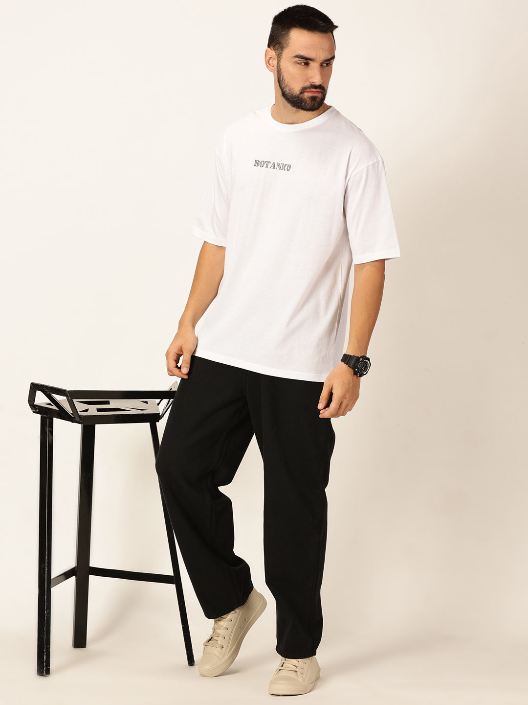 Thomas Scott Men Oversized Typography Printed Cotton Bio Finish T-shirt
