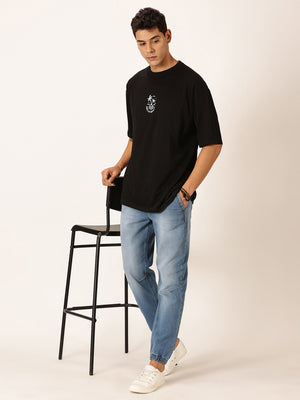 Thomas Scott Men Round Neck Typography Printed Cotton Oversized T-shirt