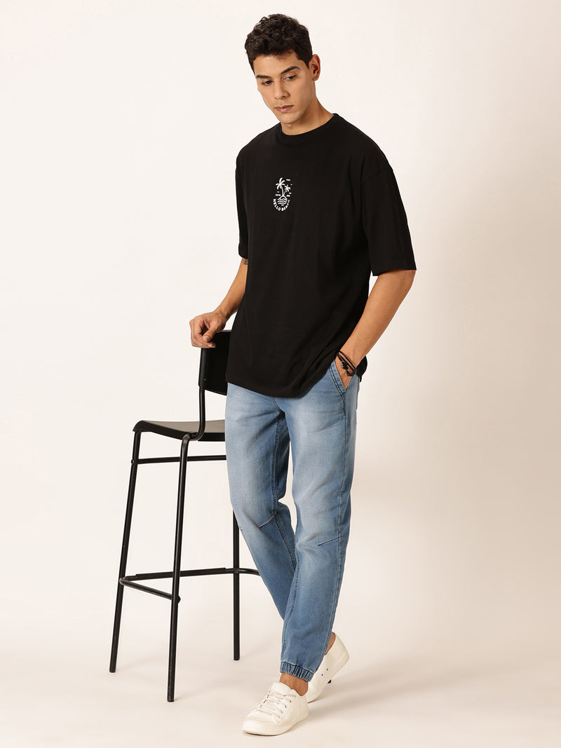 Thomas Scott Men Round Neck Typography Printed Cotton Oversized T-shirt