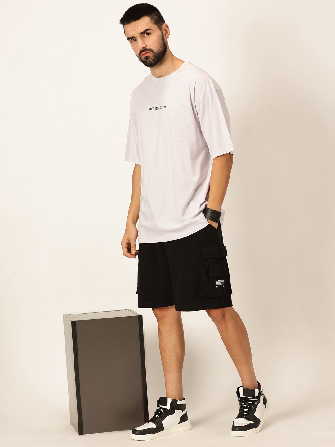 Thomas Scott Men Oversized Graphic Printed Cotton Drop-Shoulder Sleeves Bio Finish T-shirt