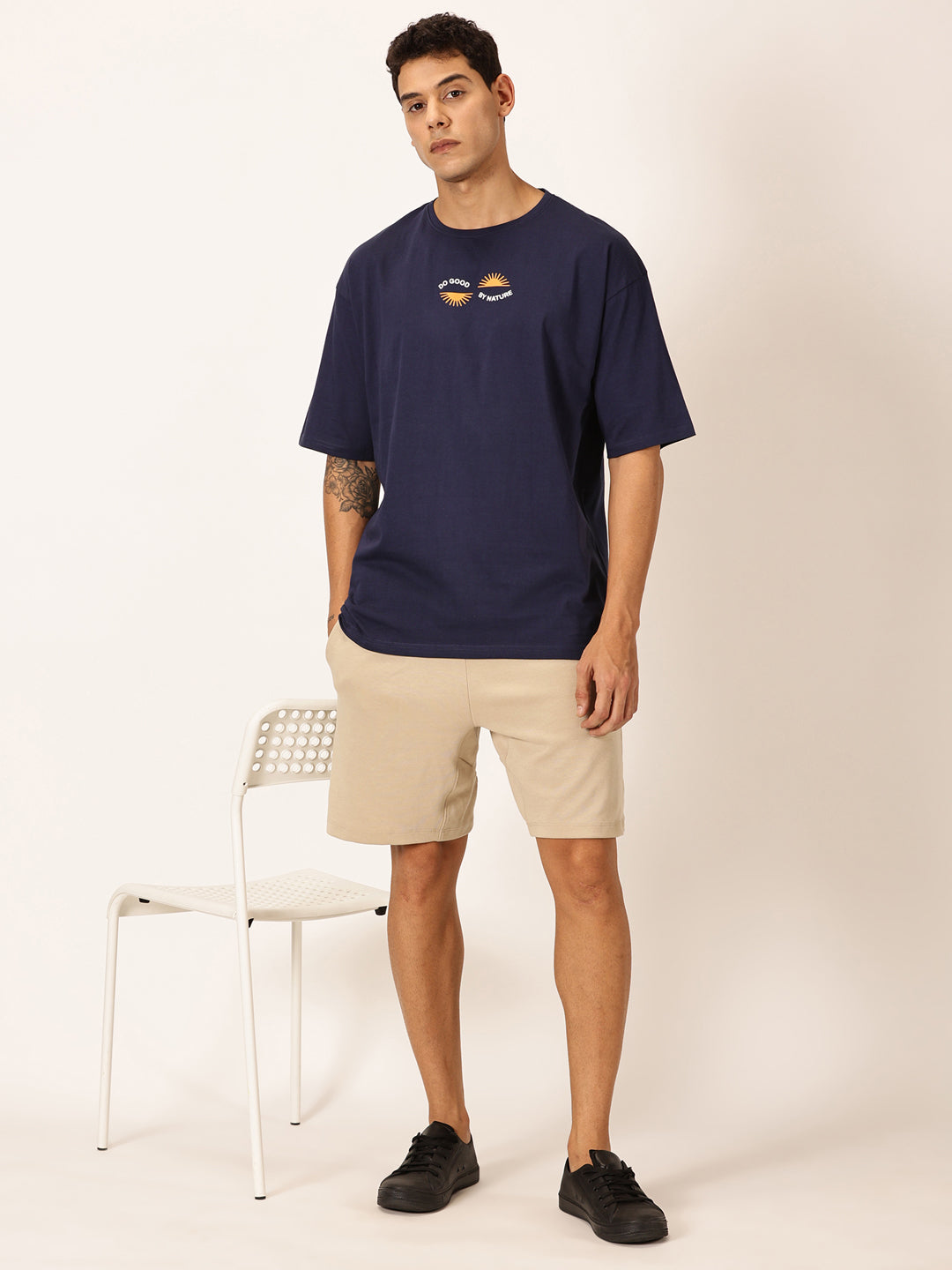 Thomas Scott Men Round Neck Printed Cotton Oversized T-shirt