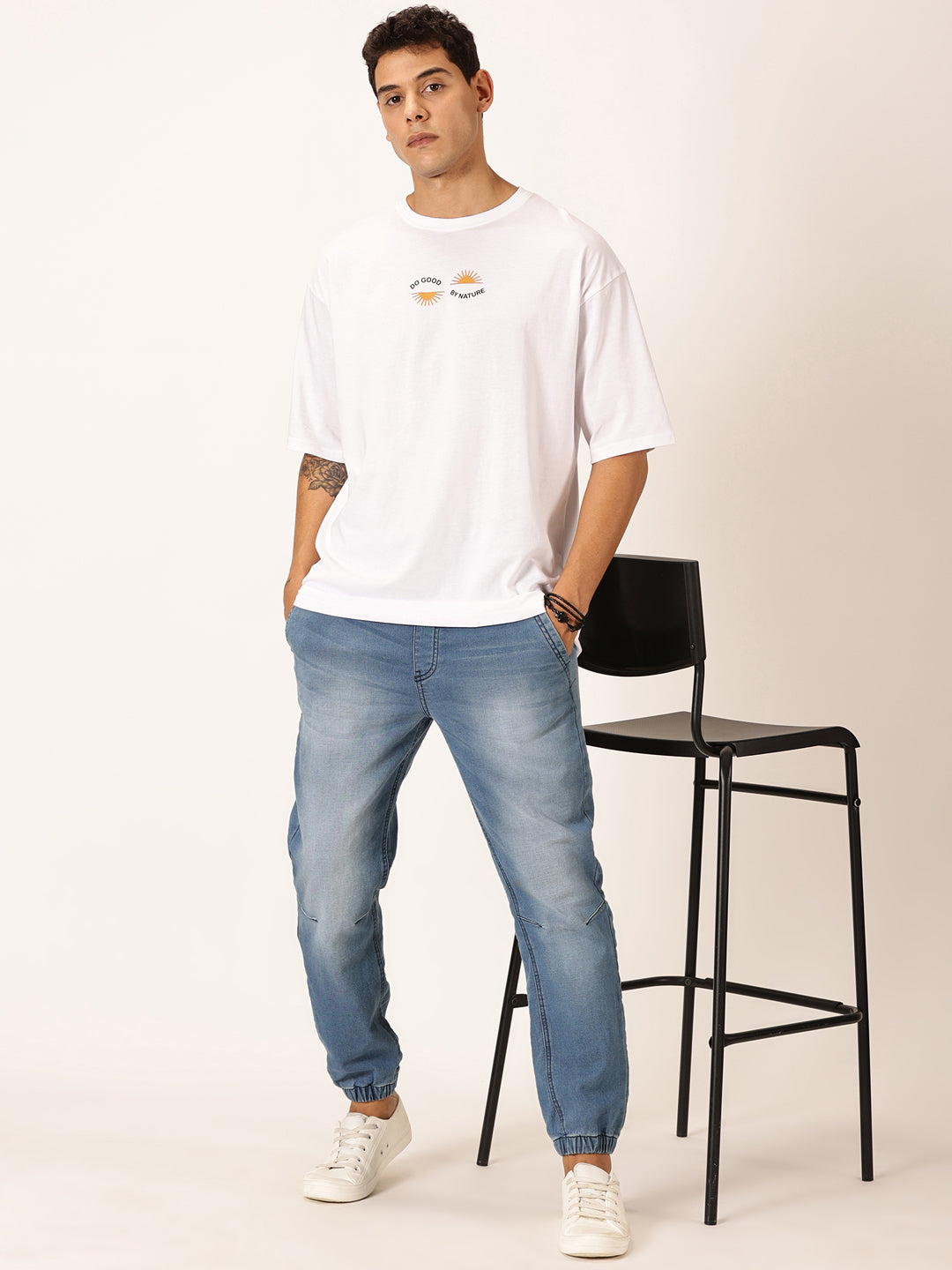 Thomas Scott Men Round Neck Printed Cotton Oversized T-shirt
