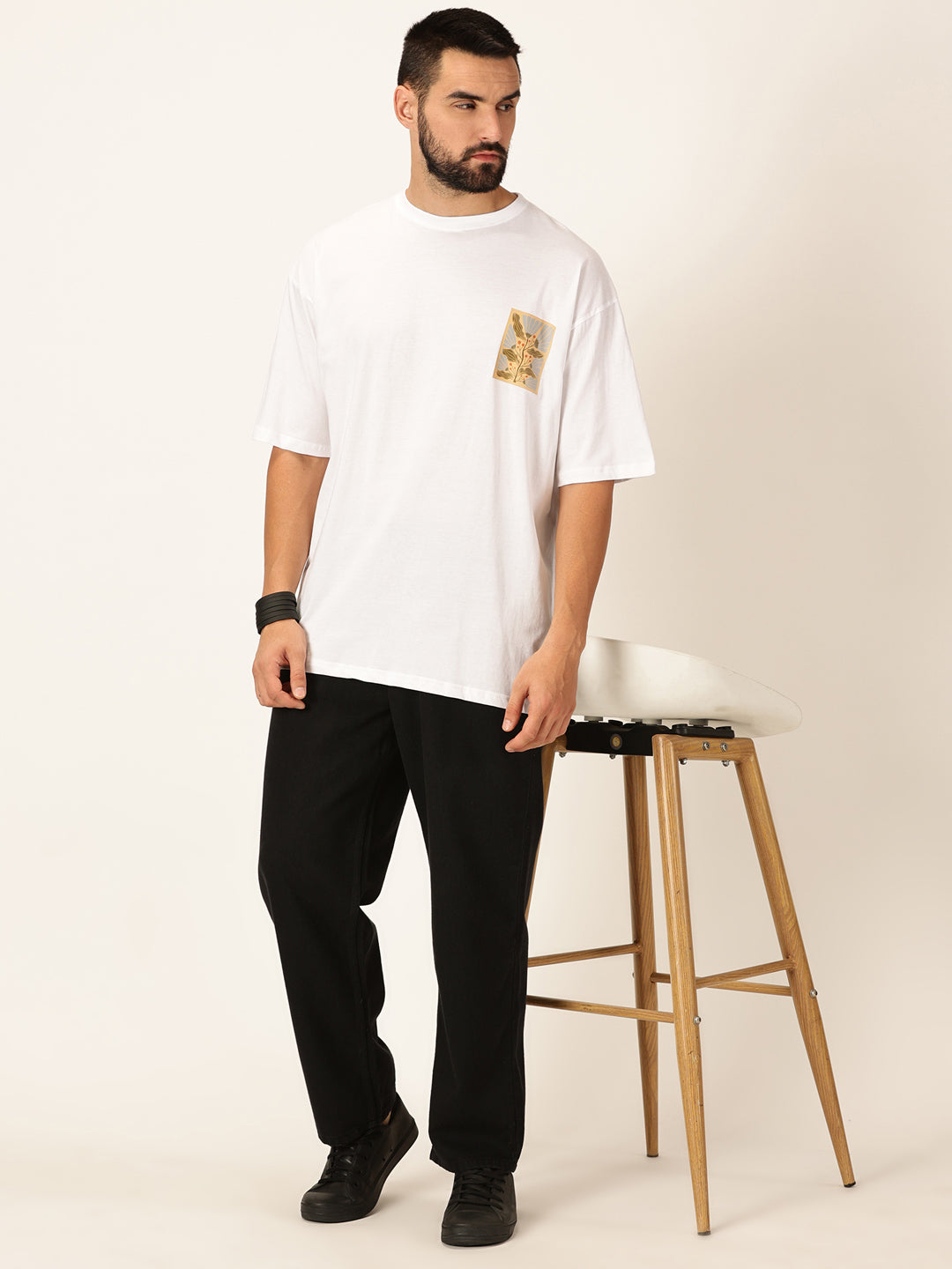 Thomas Scott Men Graphic Printed Bio Finish Pure Cotton Oversized T-shirt