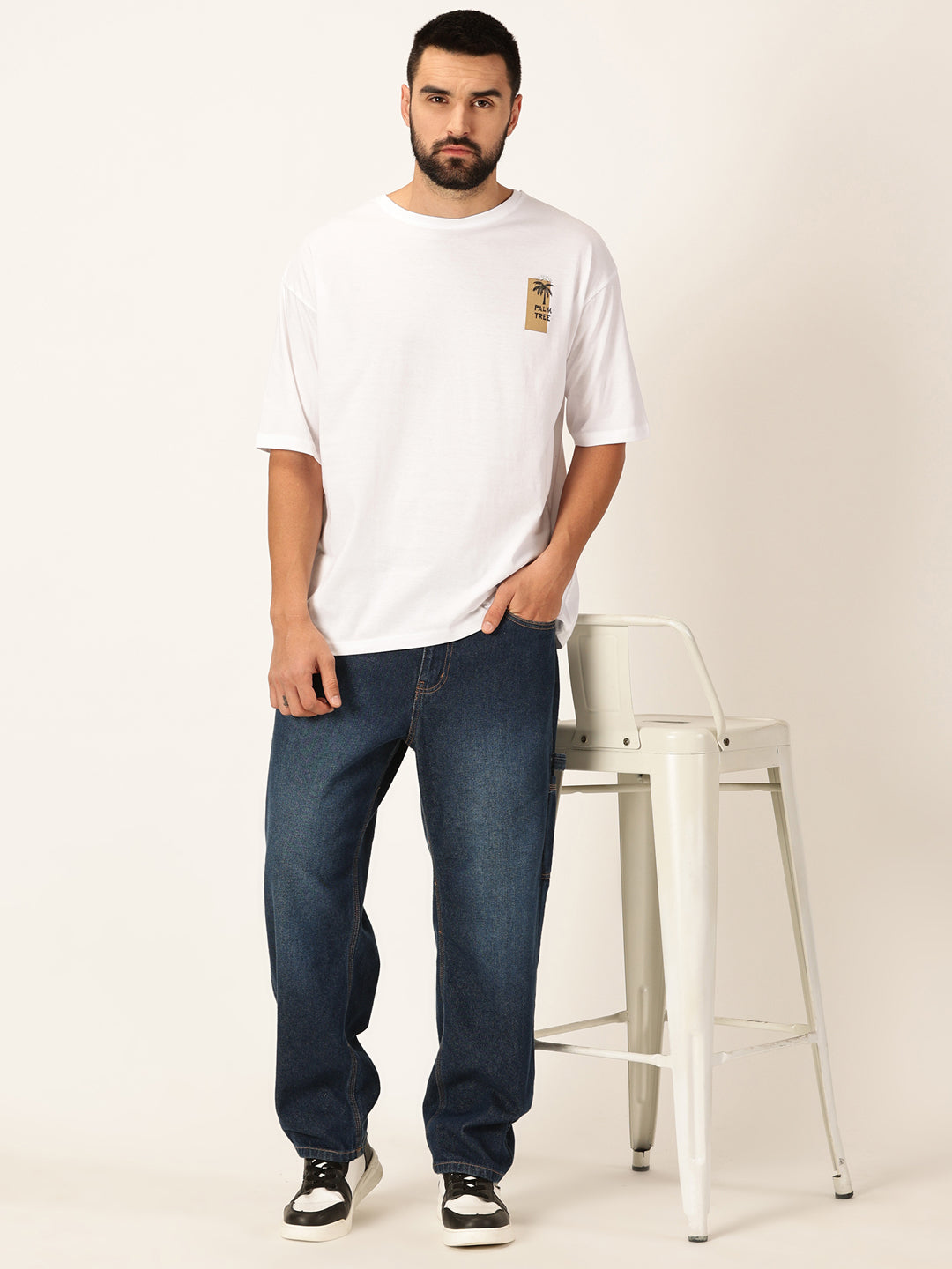 Thomas Scott Men Graphic Printed Drop-Shoulder Sleeves Bio Finish Cotton Oversized T-shirt