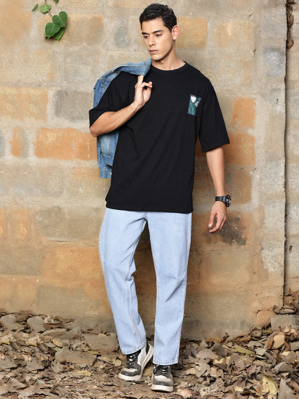 Thomas Scott Men Graphic Printed Drop-Shoulder Sleeves Oversized Pure Cotton T-shirt