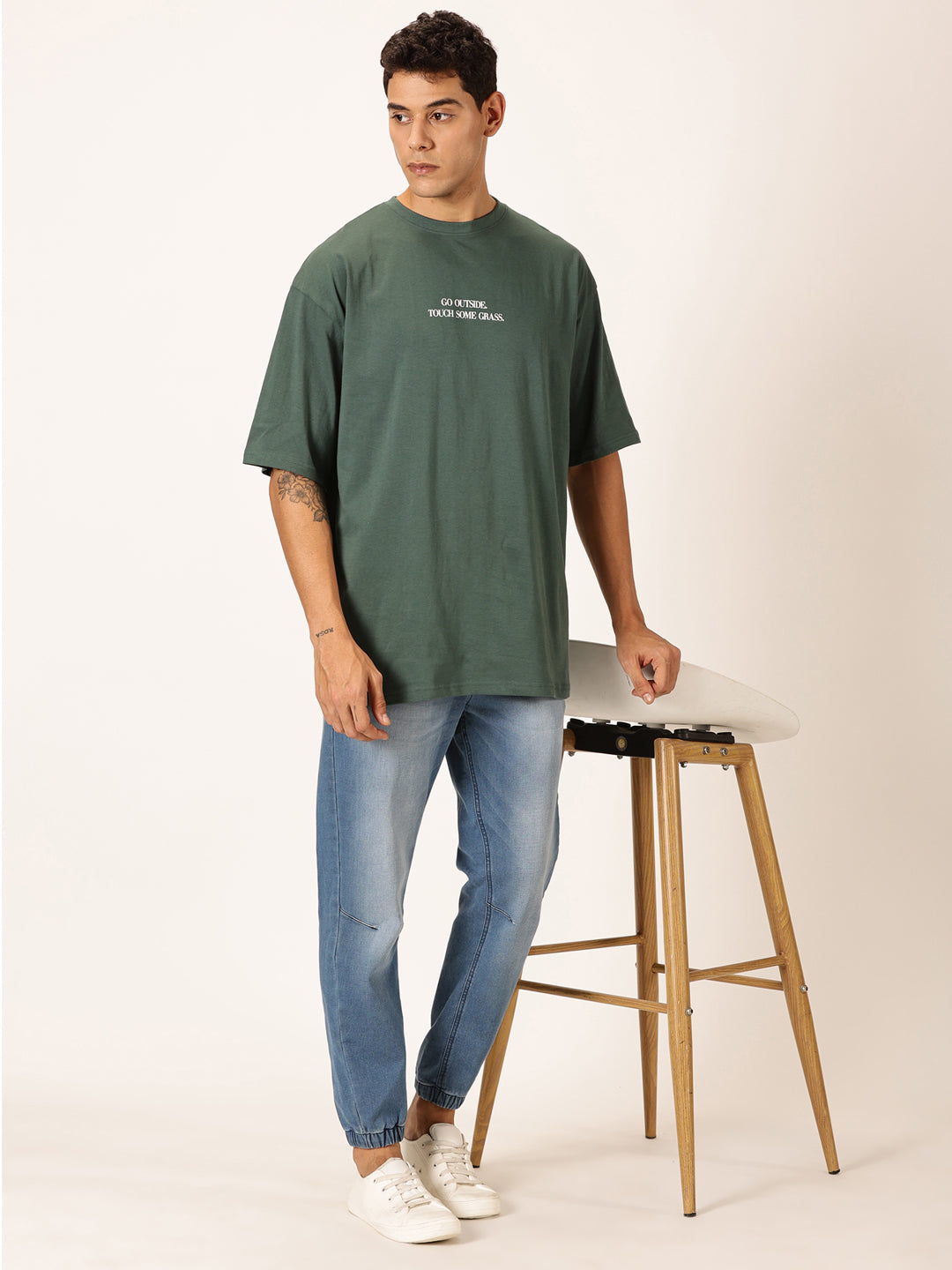 Thomas Scott Men Round Neck Typography Printed Cotton Oversized T-shirt