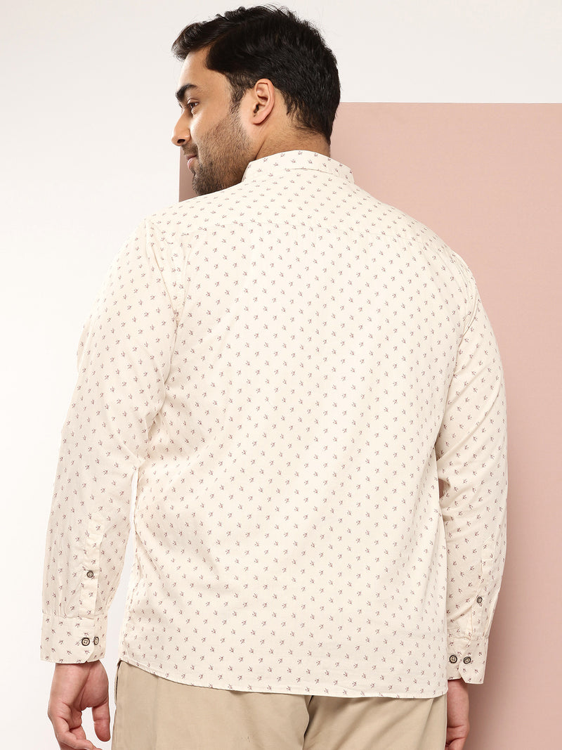Thomas Scott Men Beige Plus Size Premium Casual Shirt