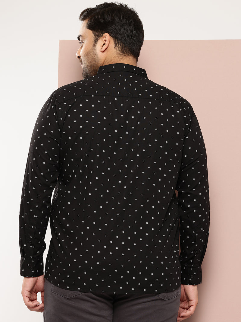 Thomas Scott Men Black Plus Size Premium Casual Shirt