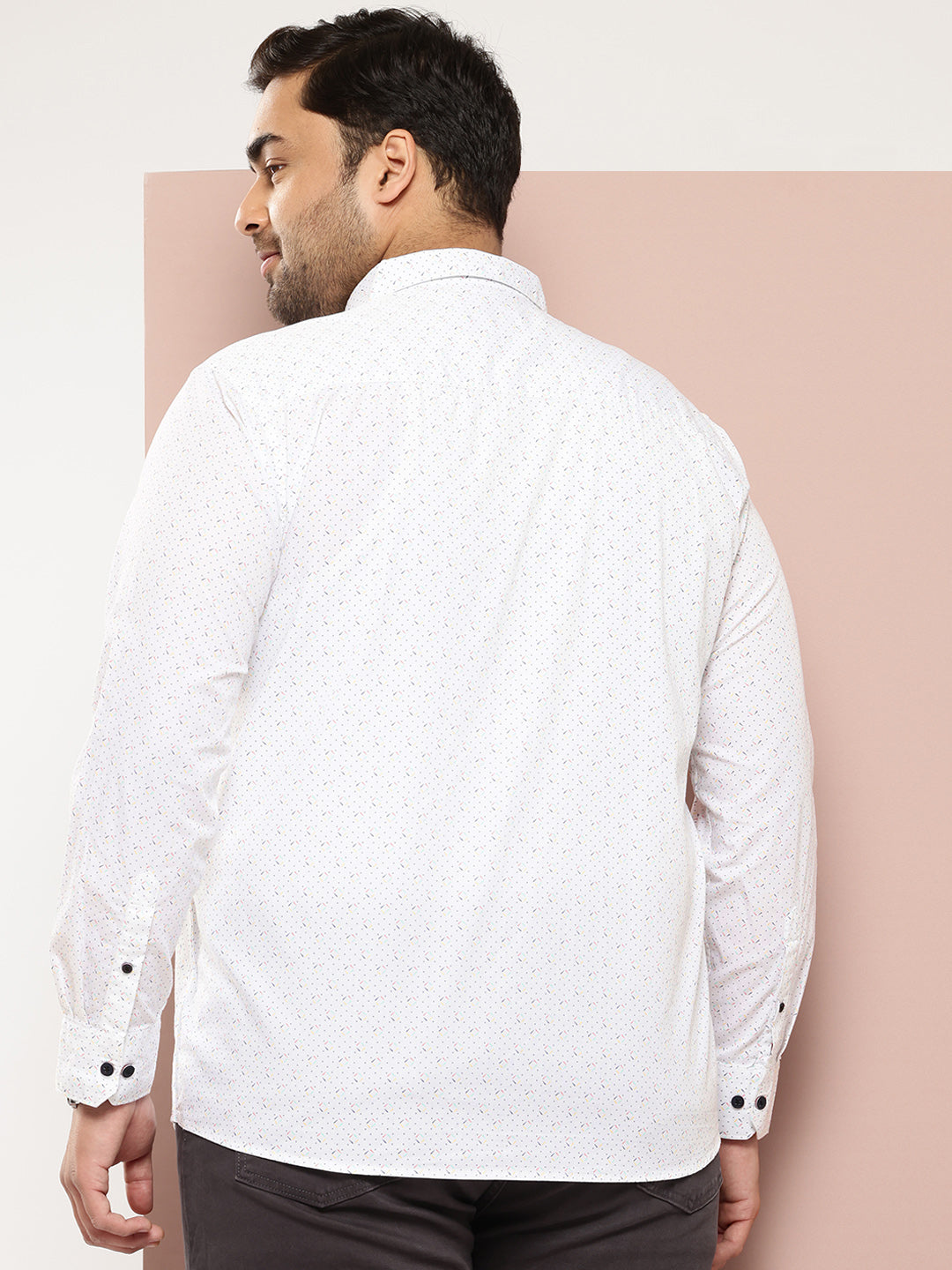 Thomas Scott Men Peach Plus Size Premium Casual Shirt