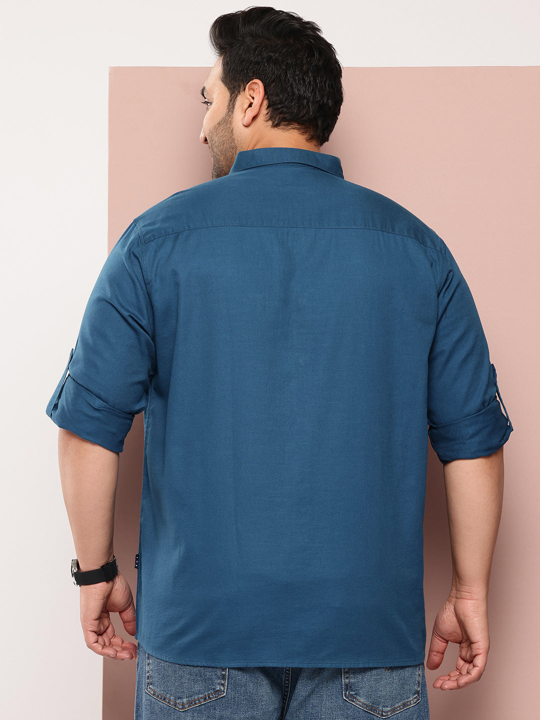 MidBlue Plus Size Premium Pure Cotton Casual Shirt