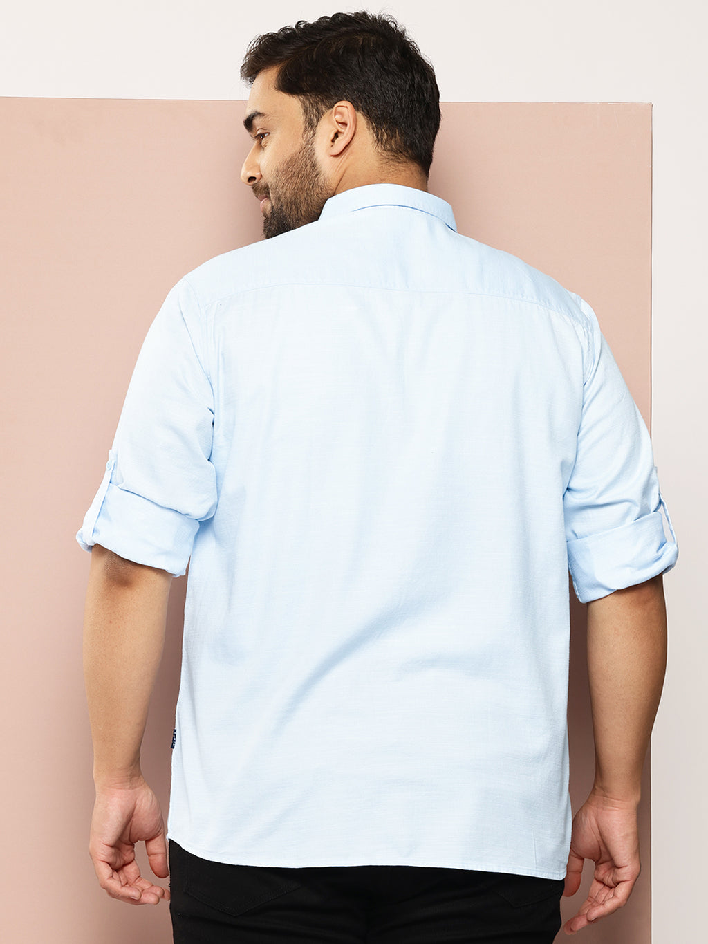 Thomas Scott Men Sky Blue Plus Size Premium Pure Cotton Casual Shirt