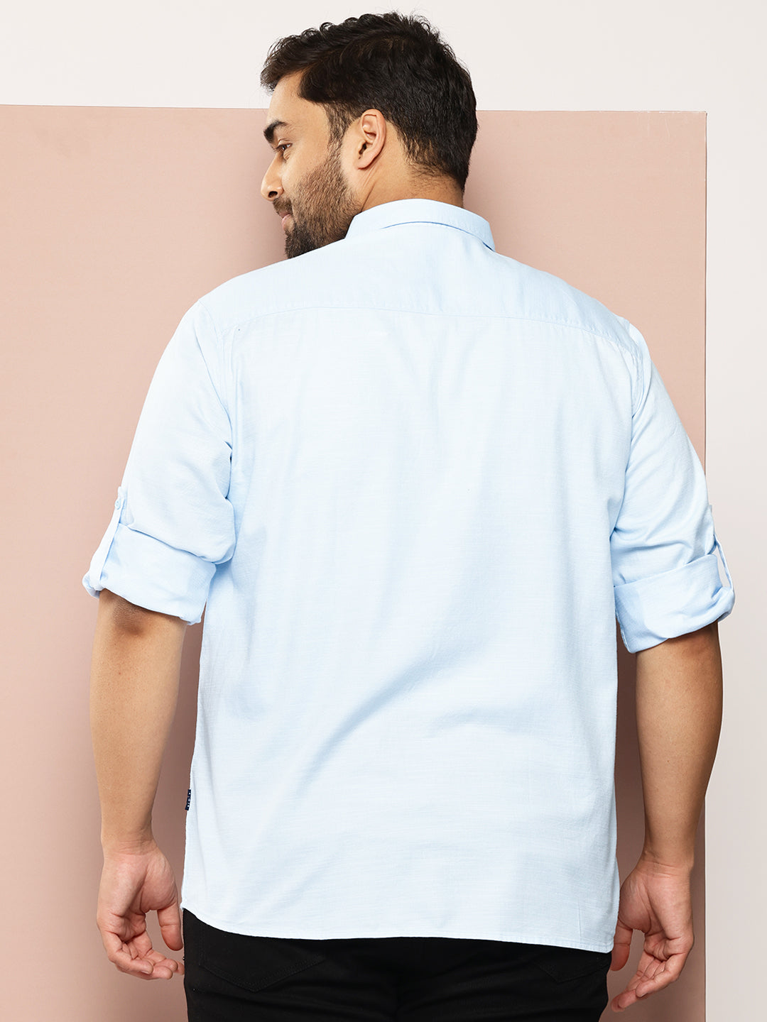 Thomas Scott Men Sky Blue Plus Size Premium Pure Cotton Casual Shirt