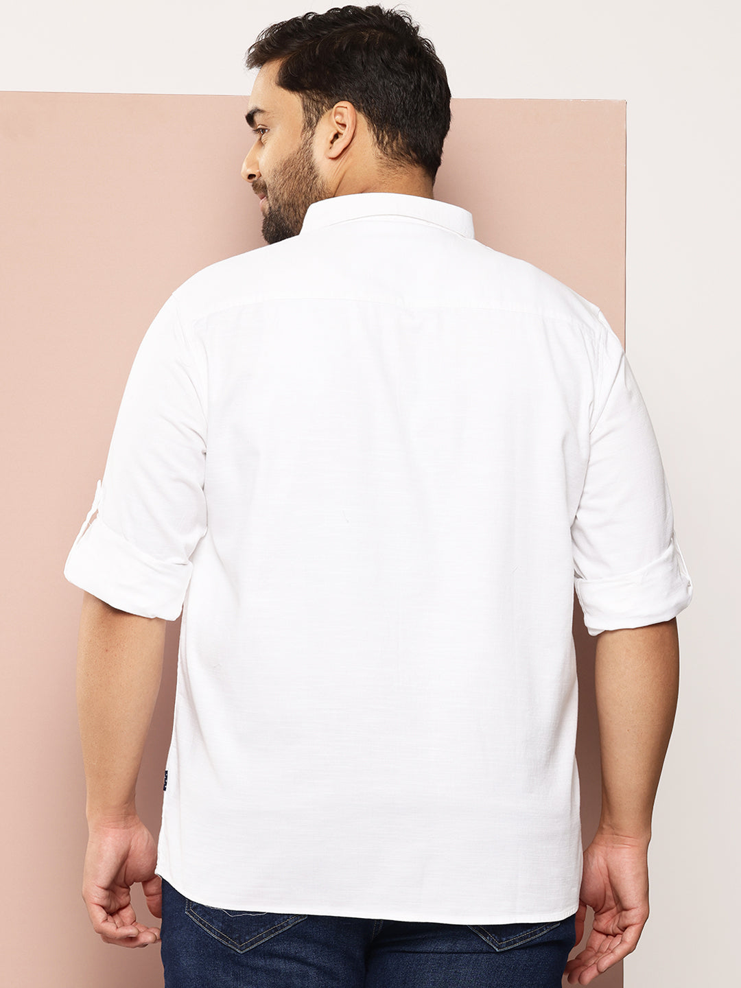 Thomas Scott Men White Plus Size Premium Pure Cotton Casual Shirt