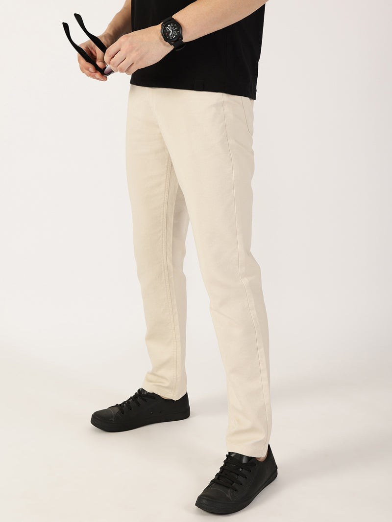 Thomas Scott Men Fawn Smart Regular Fit Chinos Trousers