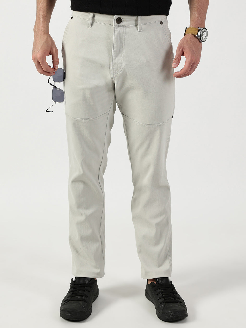 Grey Smart Regular Fit Chino Trousers