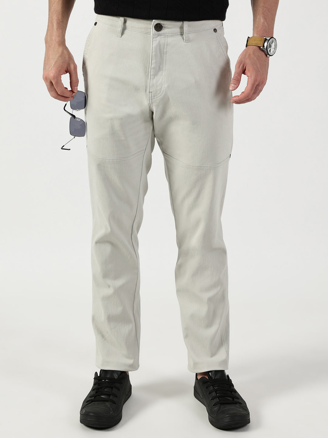 Grey Smart Regular Fit Chino Trousers