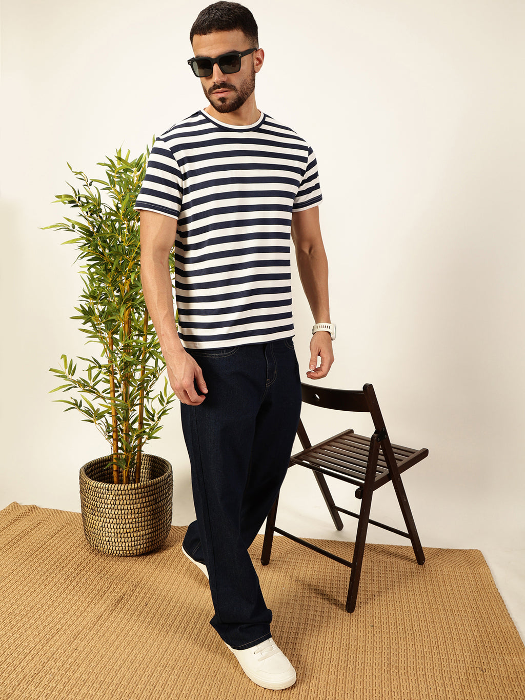 Thomas Scott Men NavyBlue Regular Fit Short Sleeves Round Neck Knitted T-shirt