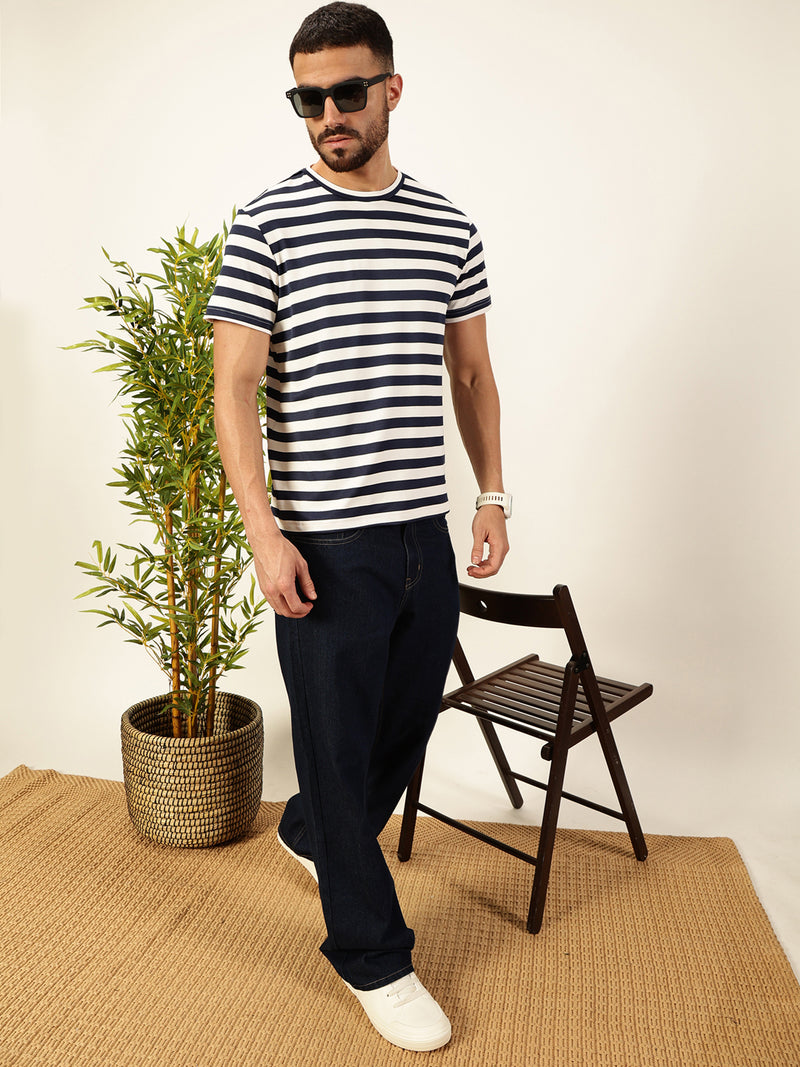 Thomas Scott Men NavyBlue Regular Fit Short Sleeves Round Neck Knitted T-shirt