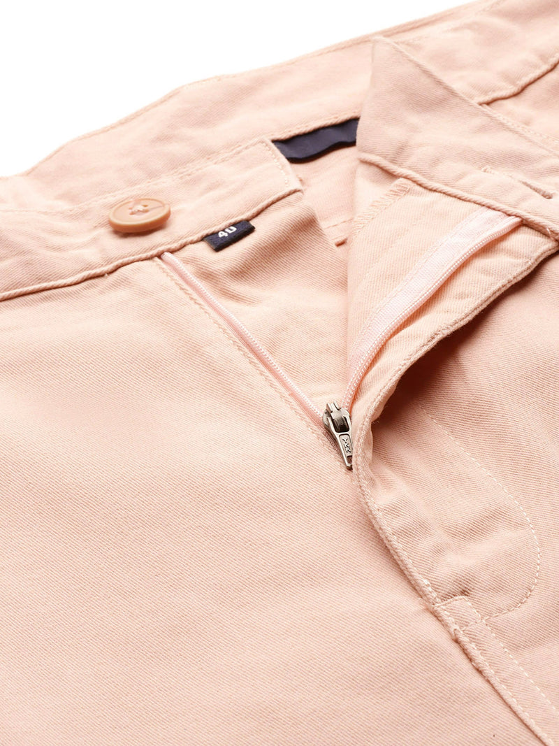 Thomas Scott Men Peach Plus Size Solid Mid Rise Regular Fit Cotton Chino Shorts