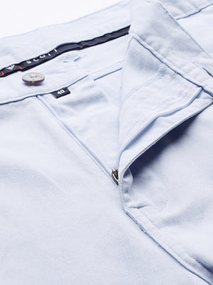 Thomas Scott Men Sky Blue Plus Size Solid Mid Rise Regular Fit Cotton Chino Shorts