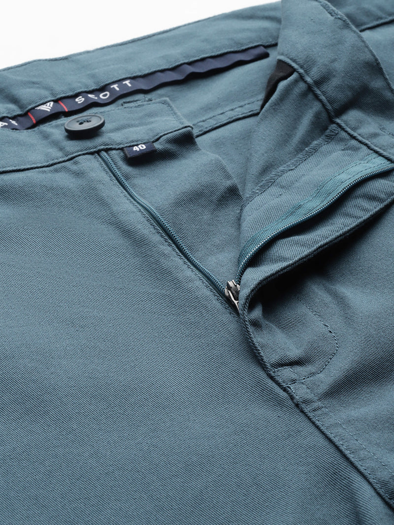 Thomas Scott Men Teal Plus Size Solid Mid Rise Regular Fit Cotton Chino Shorts