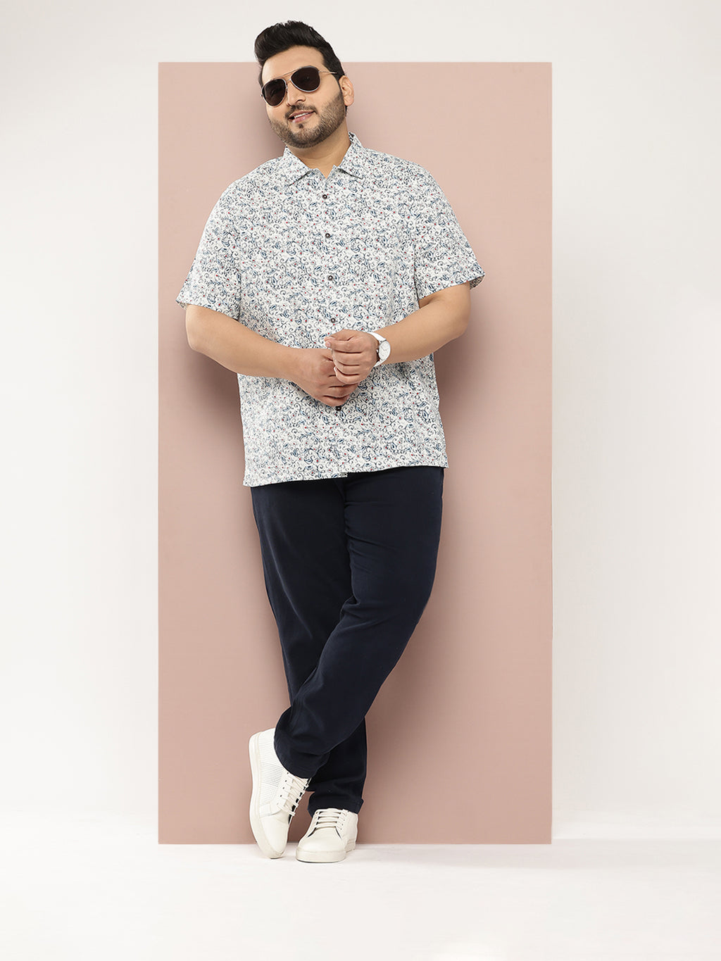 Thomas Scott Men White Plus Size Regular Fit Short Sleeves Ethnic Motifs Printed Casual Shirt