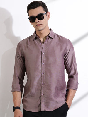 Thomas Scott Men Pink Slim Fit Long Sleeves Solid Self Design Casual Shirt