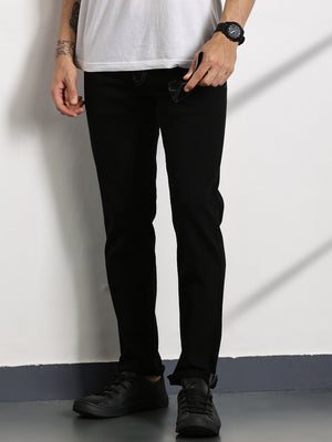 Thomas Scott Men Black Slim Fit Mid-Rise Clean Look Non stretchable Jeans