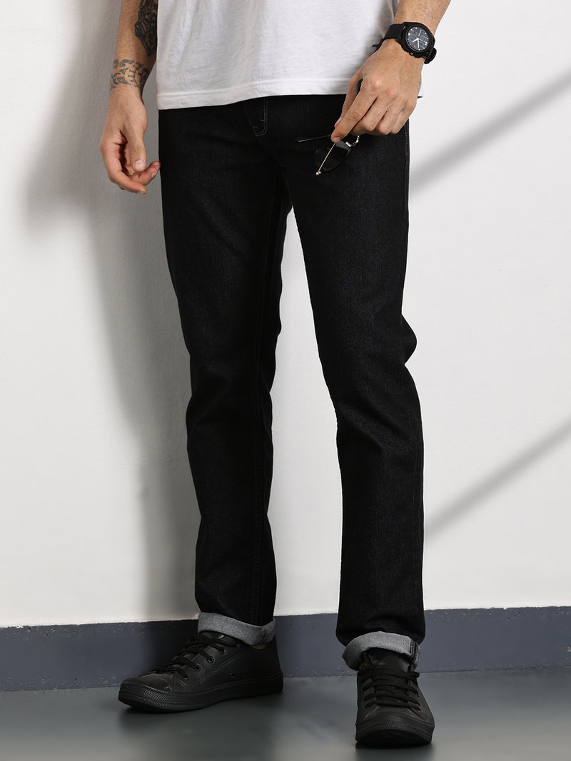 Thomas Scott Men DarkGrey Slim Fit Mid-Rise Clean Look Non stretchable Jeans