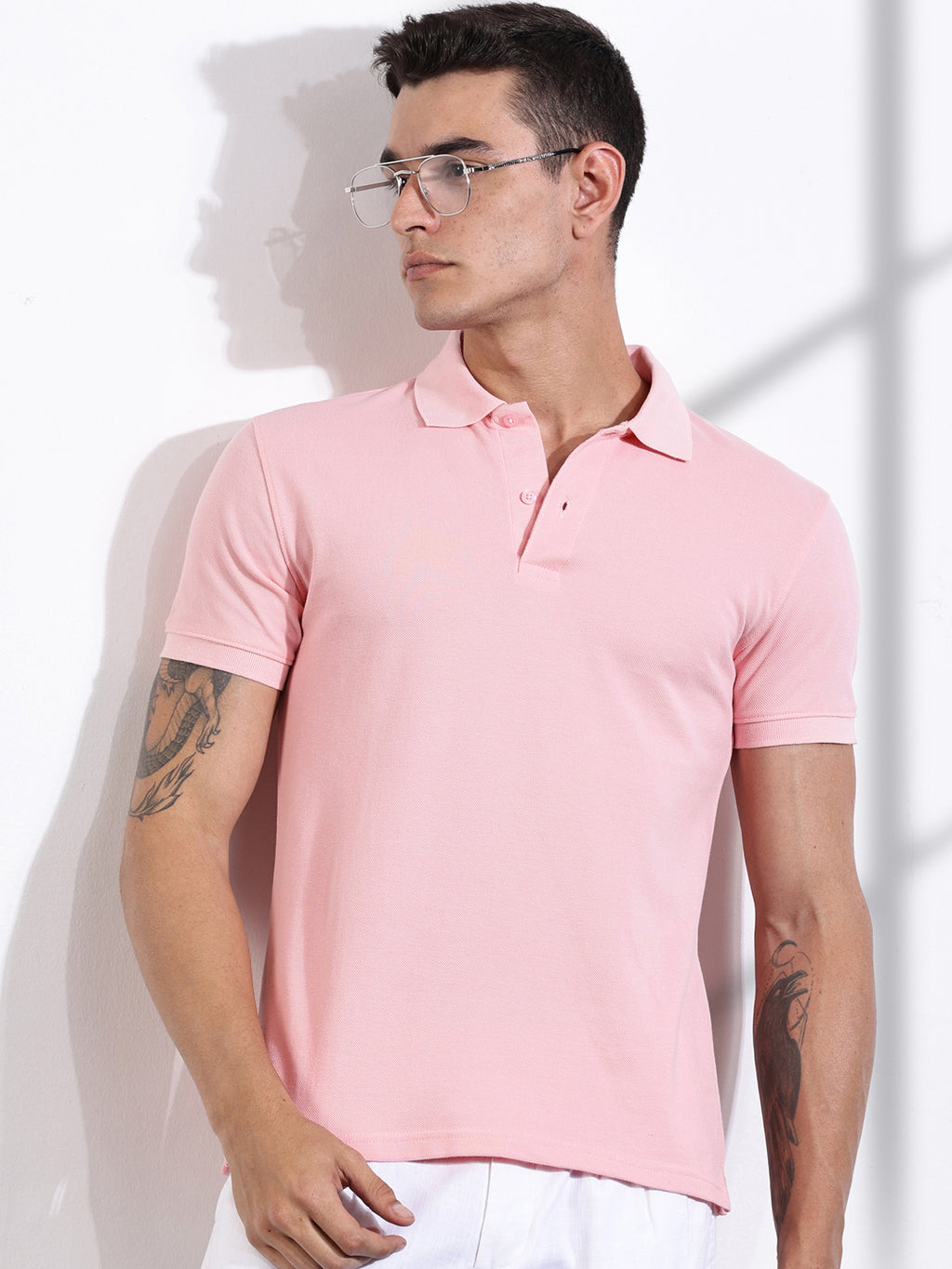 Thomas Scott Men Pink Typography Printed Polo Collar Cotton T-shirt