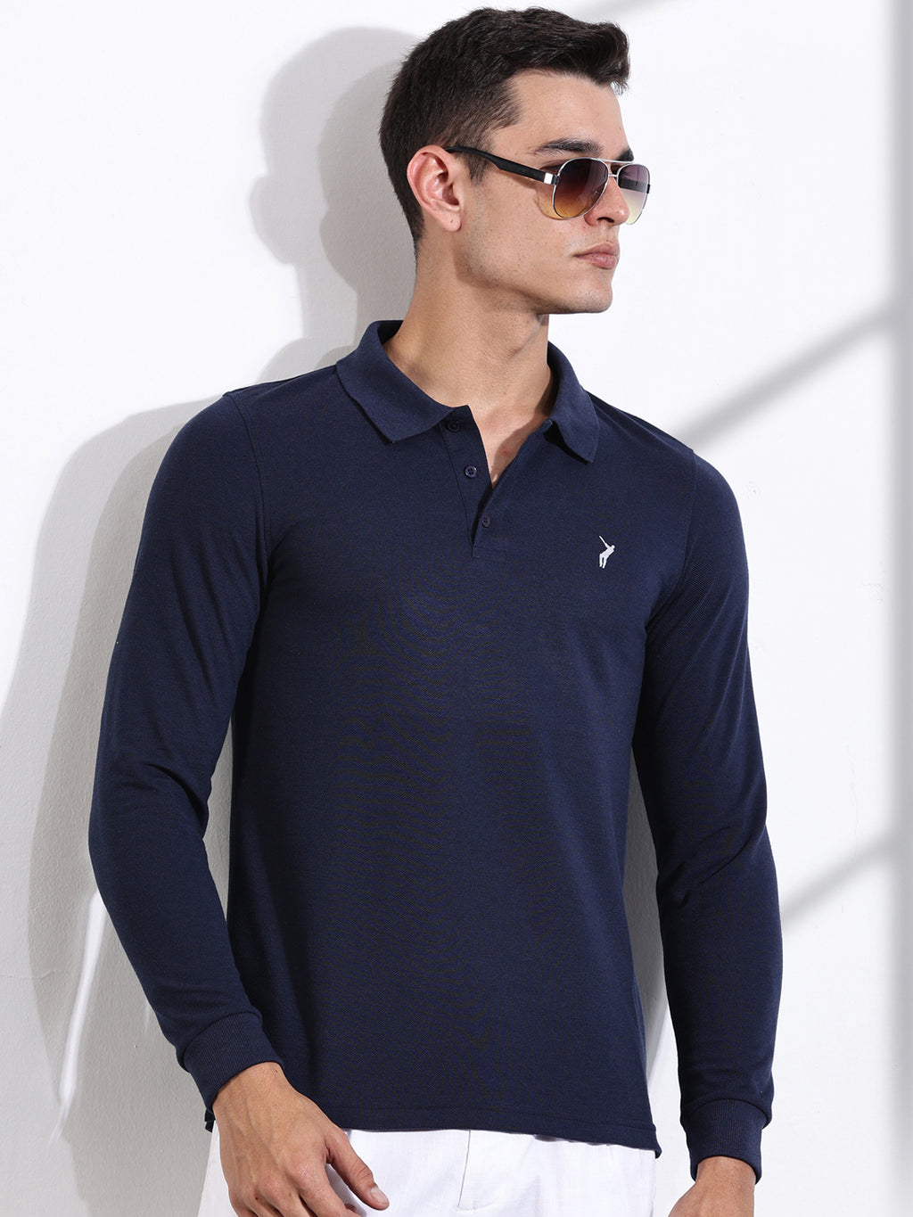 Thomas Scott Men Navy Solid Polo Collar T-shirt