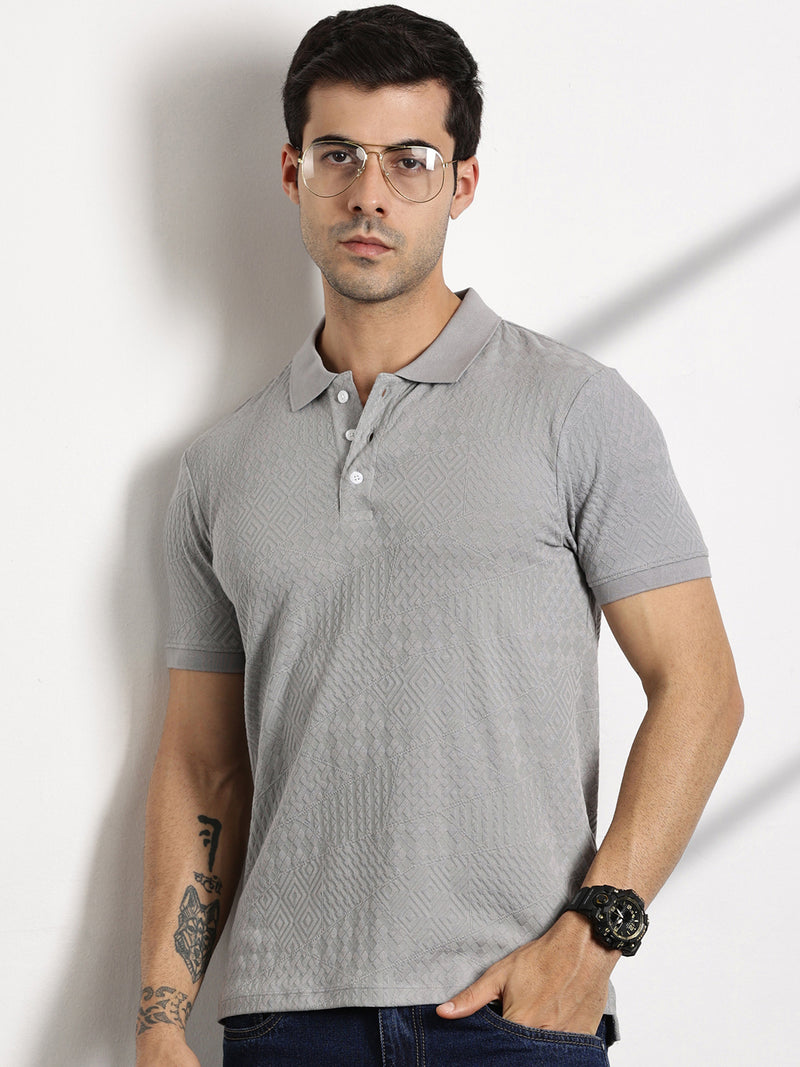 Thomas Scott Men Grey Polo Collar T-shirt