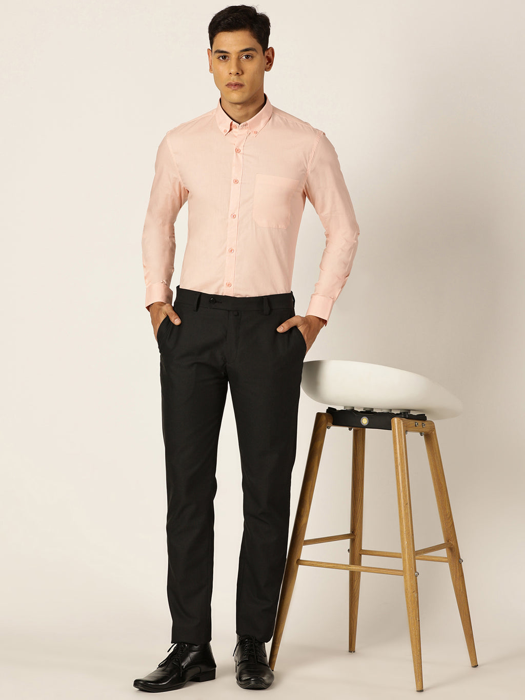 Thomas Scott Men MediumPink Slim Fit Solid Cotton Formal Shirt