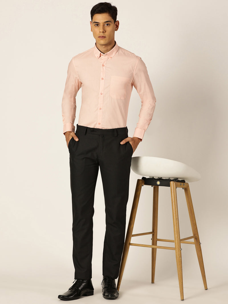 Thomas Scott Men MediumPink Slim Fit Solid Cotton Formal Shirt