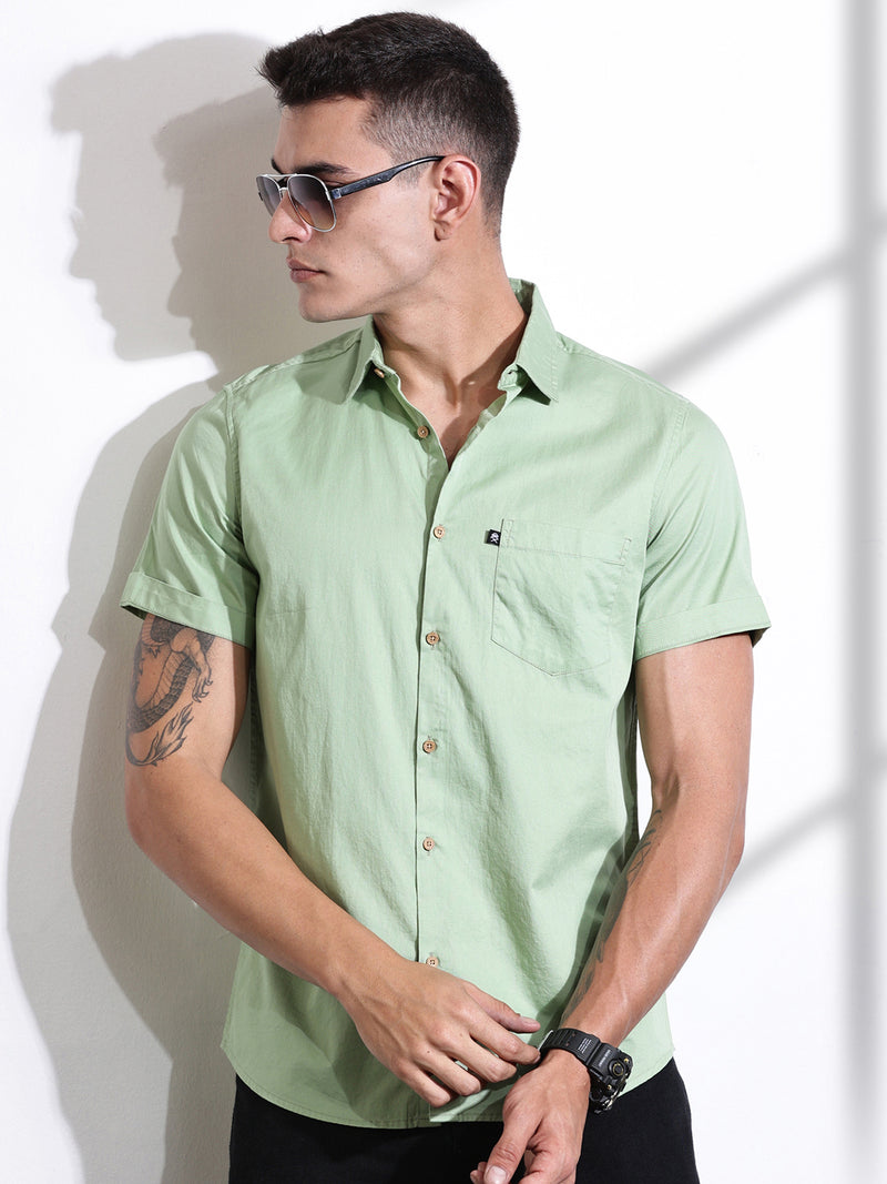 Thomas Scott Men Pista Slim Fit Solid Cotton Casual Shirt