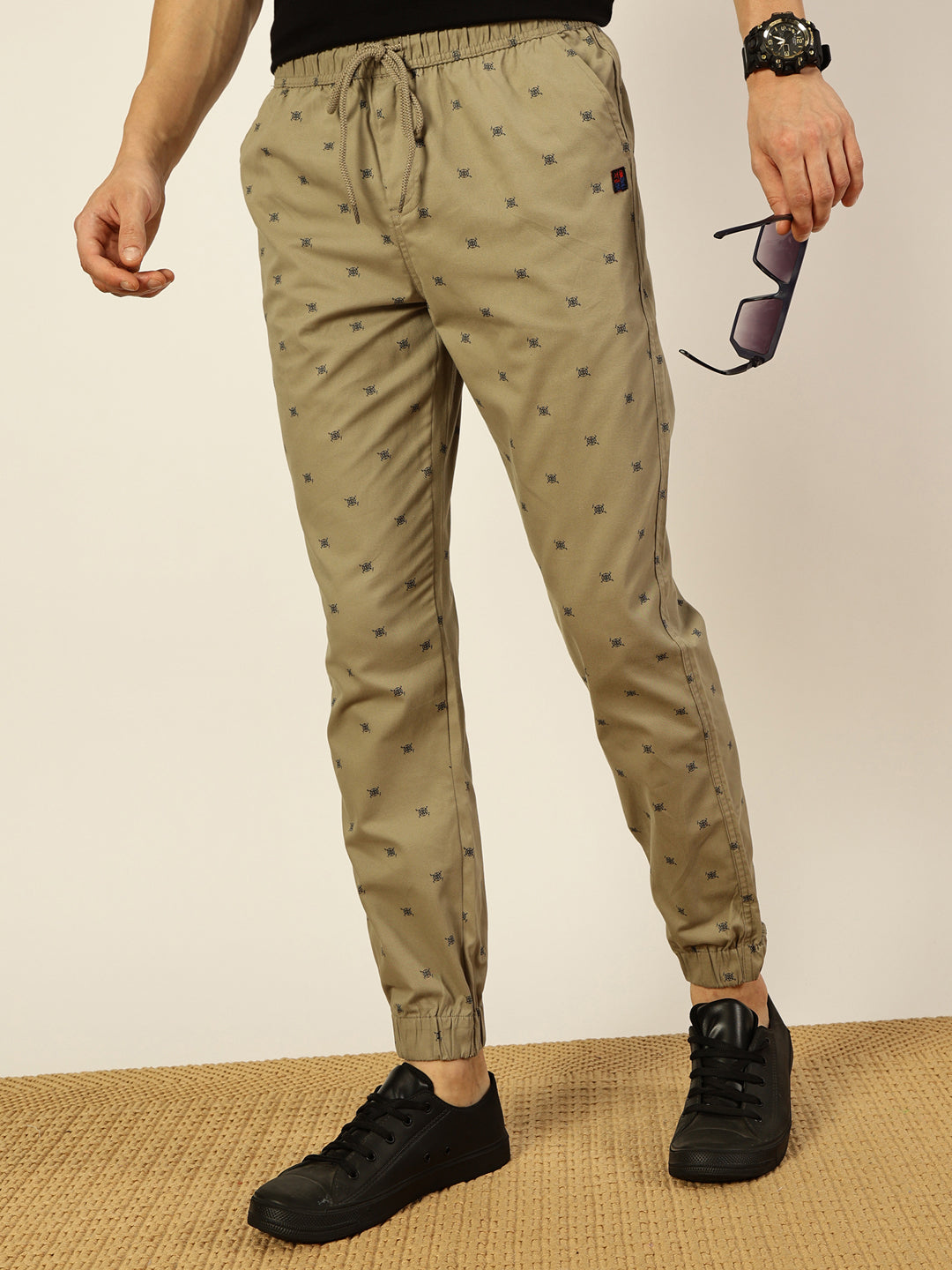 Thomas Scott Men Printed Smart Slim Fit Easy Wash Joggers Trousers