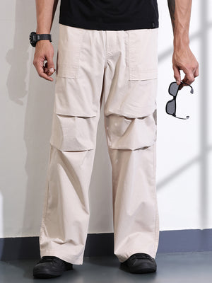 Thomas Scott Men Fawn Relaxed Fit Woven Cargo Trousers