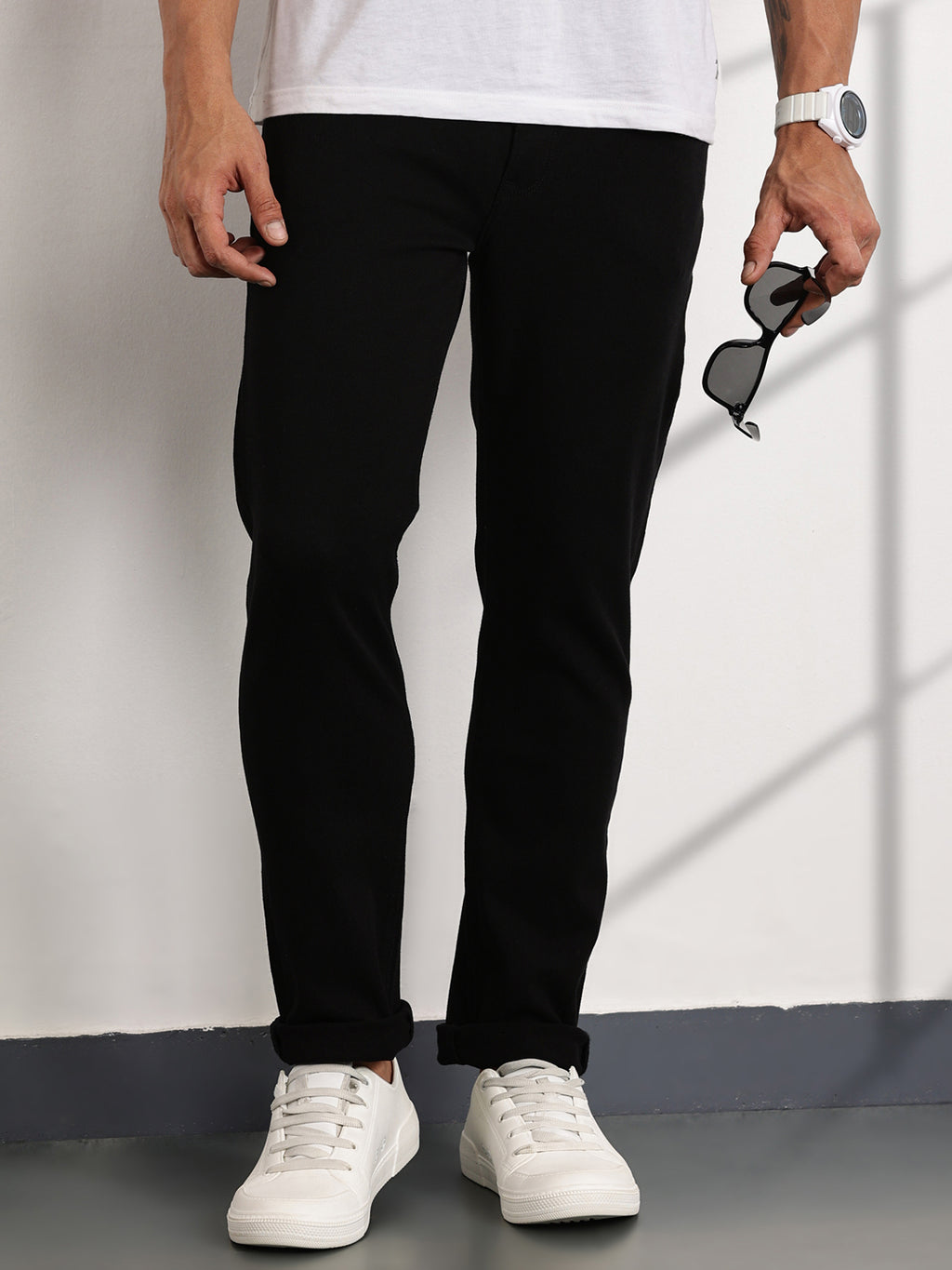 Thomas Scott Men Black Mid-Rise Slim Fit Stretchable Jeans