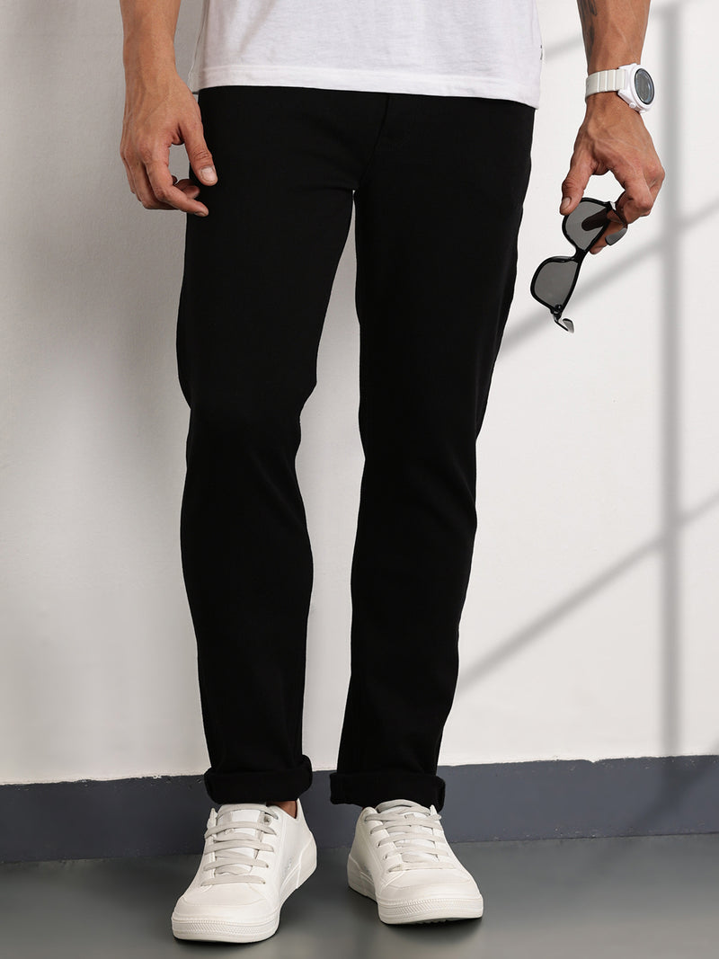 Thomas Scott Men Black Mid-Rise Slim Fit Stretchable Jeans