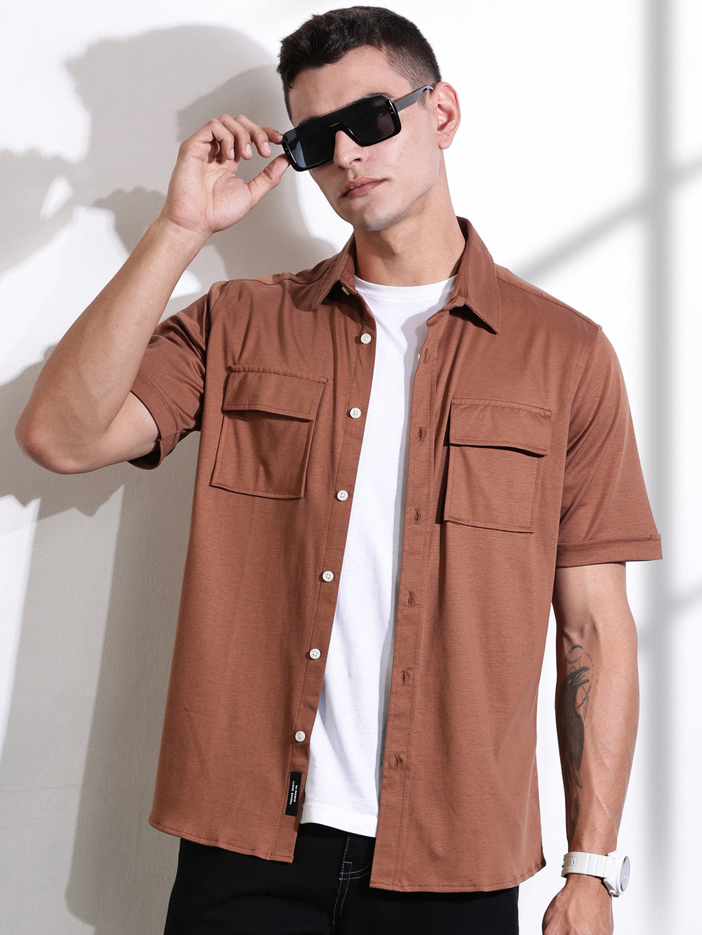 Thomas Scott Men Brown Slim Fit Solid Casual Shirt